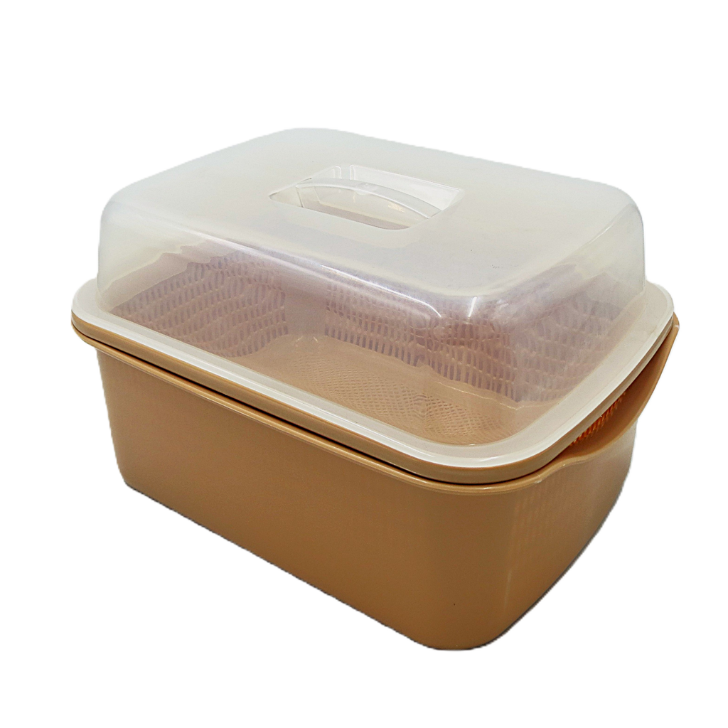 Rectangular Strainer with Bowl & Cover – 34 × 26 × 13 cm