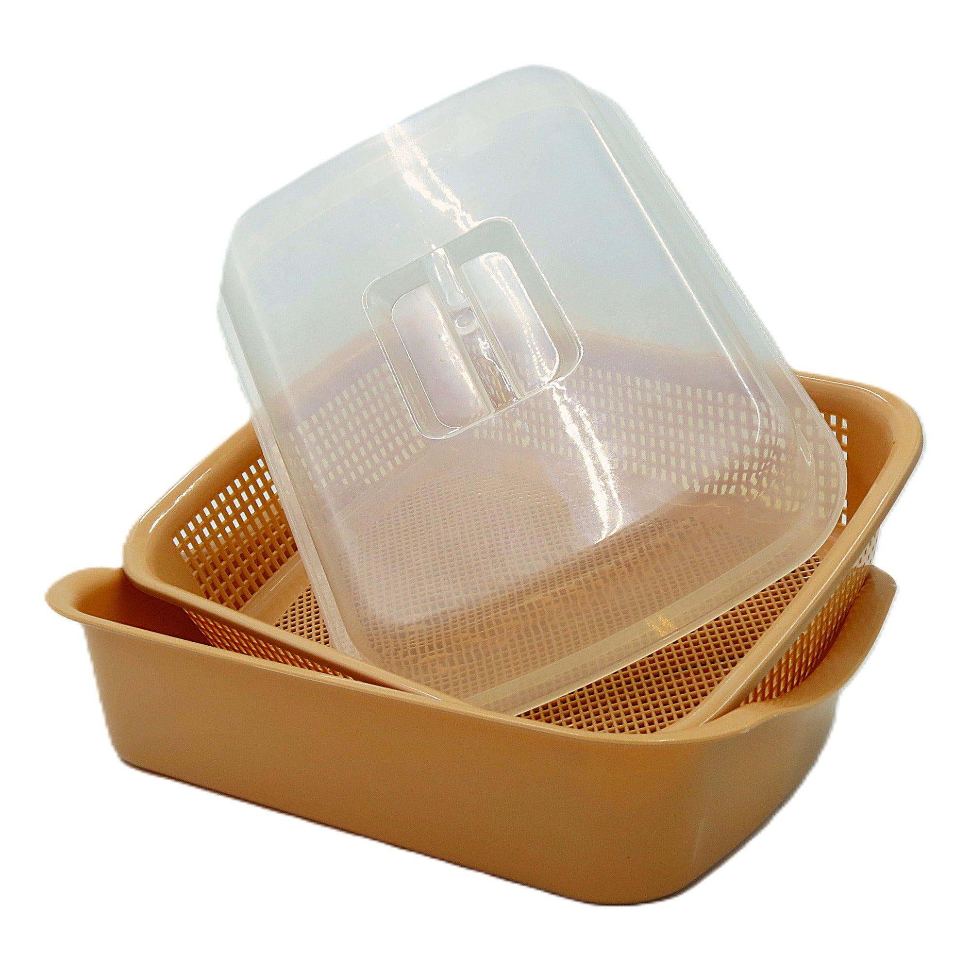 Rectangular Strainer with Bowl & Cover – 34 × 26 × 13 cm