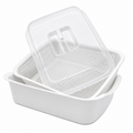 Rectangular Strainer with Bowl & Cover – 34 × 26 × 13 cm