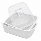 Rectangular Strainer with Bowl & Cover – 34 × 26 × 13 cm