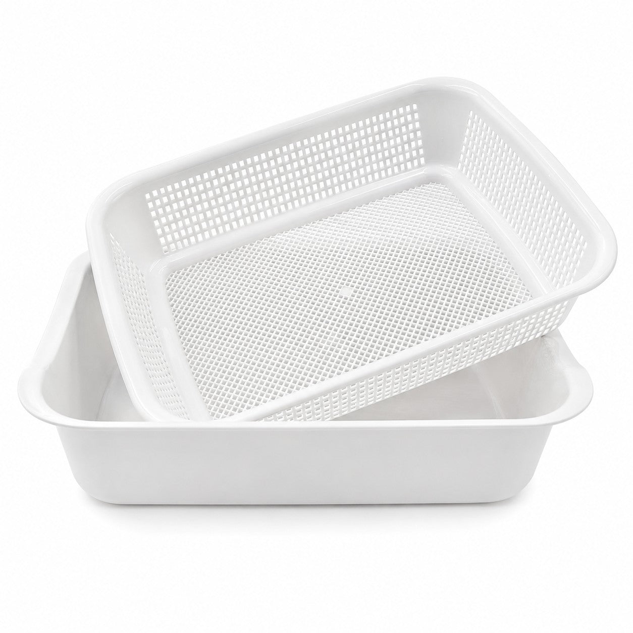 Rectangular Strainer with Bowl – 34 × 26 × 8.5 cm