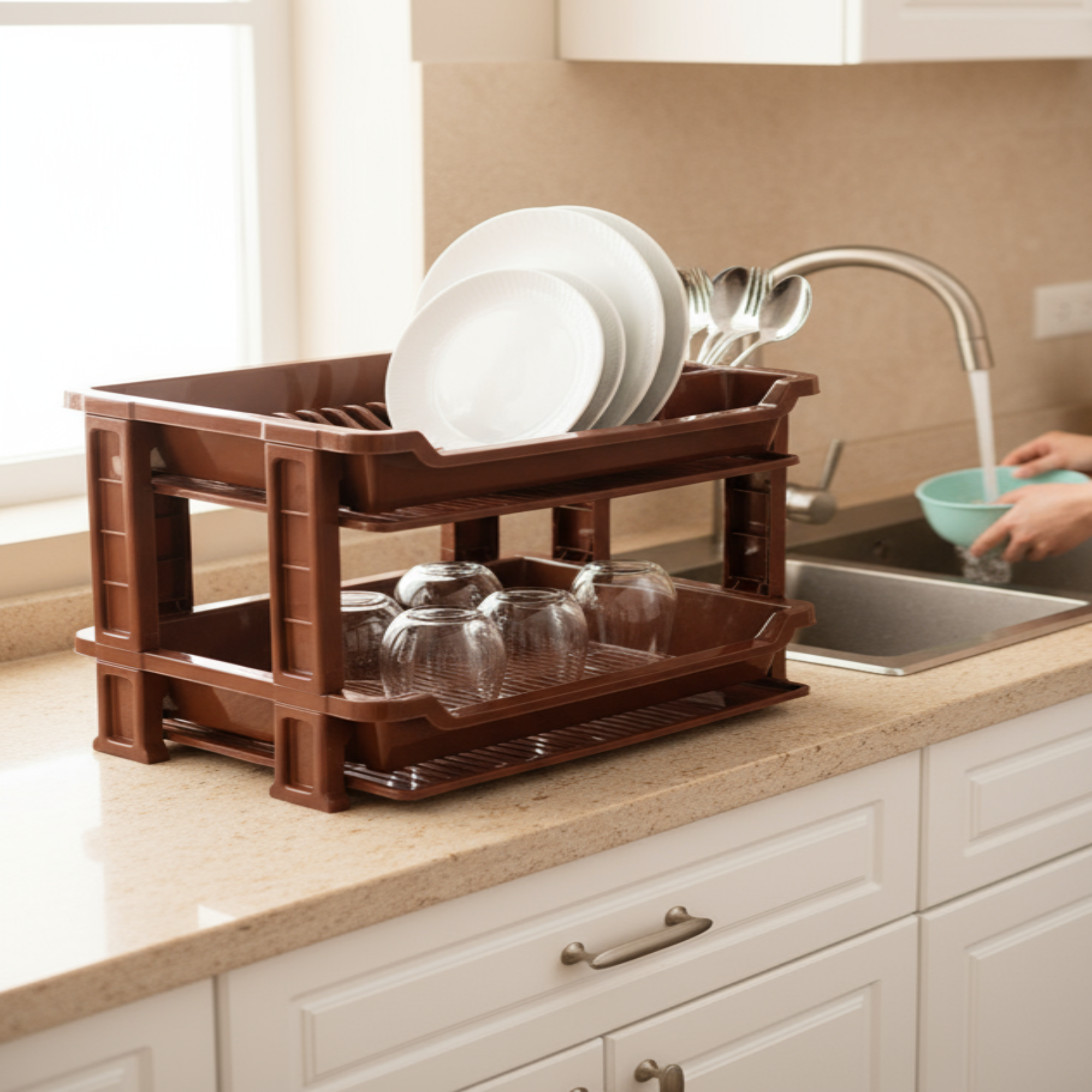 2 Tier Dish Drainer 48 x 35 x 39 cm